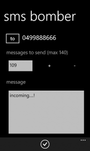 SMS Bomber - программа для Windows Phone 7