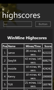 WinMine - таблица рекордов