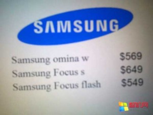 Стали известны цены на Samsung Focus S, Focus Flash и Omnia W