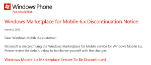Маркет Windows Mobile 6.x будет закрыт 9 мая Маркет Windows Mobile 6.x будет закрыт 9 мая