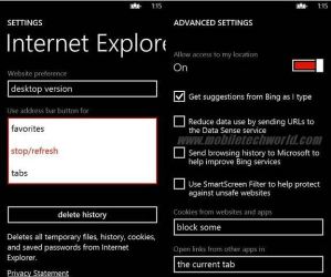 Новые функции Internet Explorer 10 в Windows Phone 8