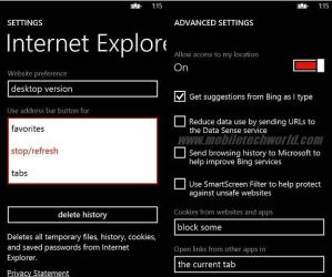   Internet Explorer 10  Windows Phone 8