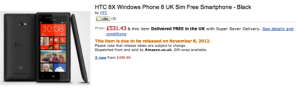 HTC 8X в Amazon UK HTC 8X в Amazon UK