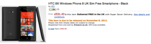 HTC 8X в Amazon UK