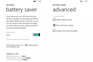 Windows Phone 8: Режим экономии батареи Windows Phone 8: Режим экономии батареи