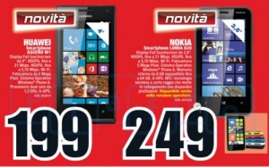 Huawei Ascend W1 и Nokia Lumia 620 на флаере MediaWorld Huawei Ascend W1 и Nokia Lumia 620 на флаере MediaWorld