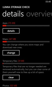 Nokia Lumia Storage Check