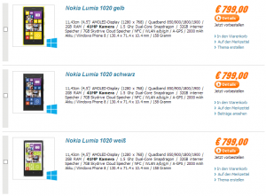 Nokia Lumia 1020 в Notebooksbilliger Nokia Lumia 1020 в Notebooksbilliger