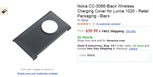 Nokia CC-3066-Black Wireless Charging Cover for Lumia 1020
