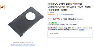 Nokia CC-3066-Black Wireless Charging Cover for Lumia 1020 Nokia CC-3066-Black Wireless Charging Cover for Lumia 1020