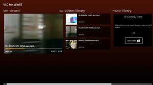 Стартовый Экран VLC для Windows RT и Windows 8