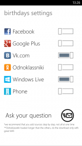 BirthToDo для Windows Phone