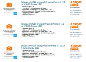 Nokia Lumia 1320 у notebooksbilliger.de