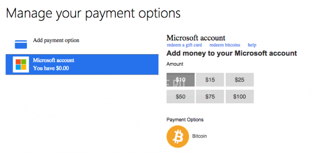 Microsoft, оплата Bitcoin