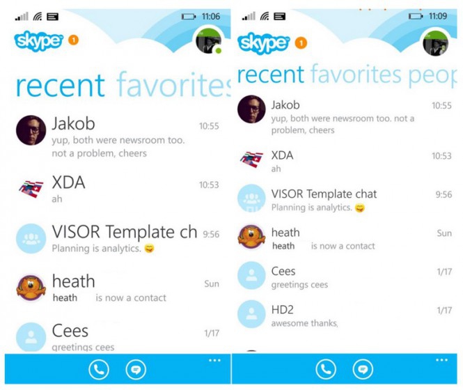Новый Skype для WP