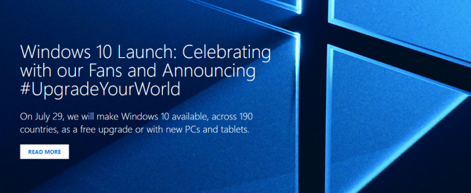 Microsoft представила страницу, посвящённую запуску Windows 10