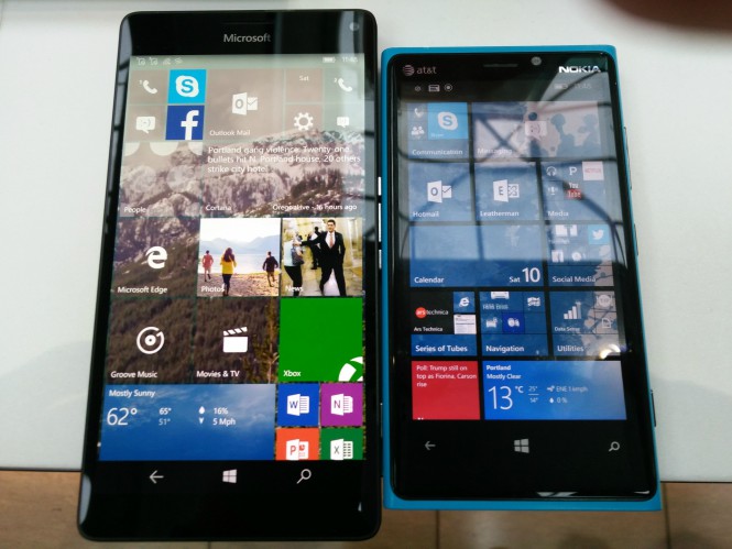 Сравнение размеров Lumia 950 XL с Lumia 920, Lumia 640, 640 XL и Lumia 1520